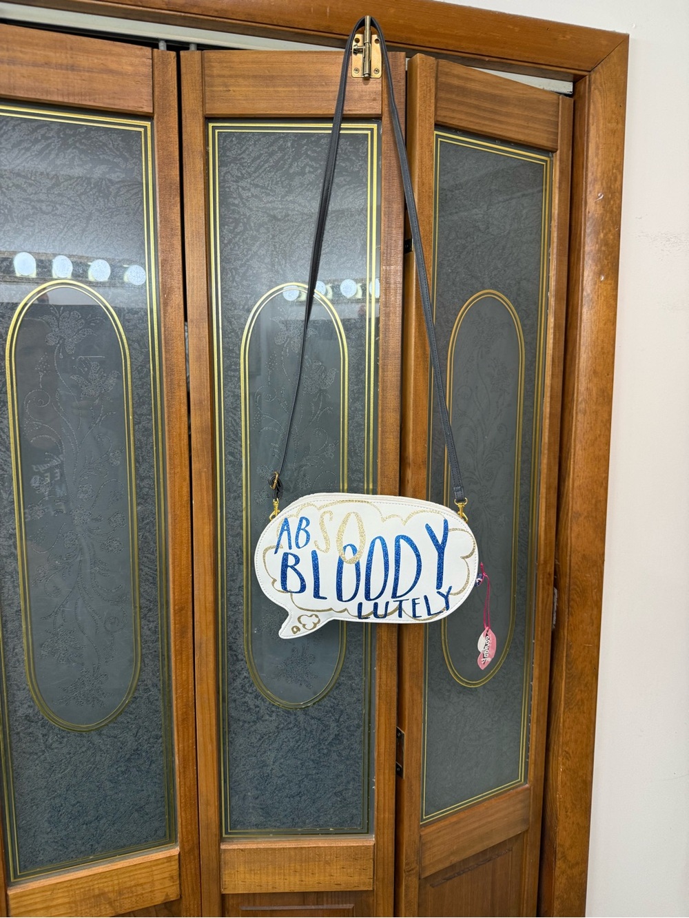 YOOHOO white Speech Bubble Crossbody Bag with Blue Lettering, BRAND NEW